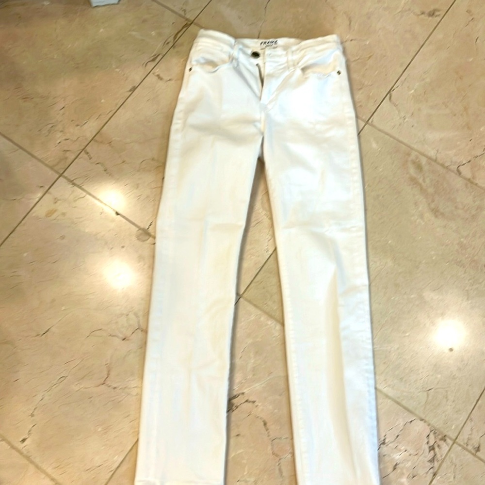 Frame Ke high straight white jeans sz 25